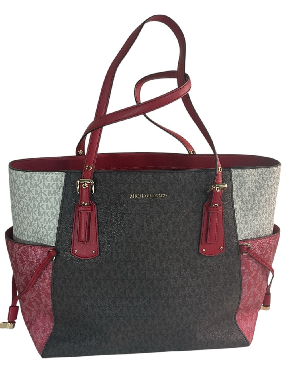 Michael Kors Voyager East West Multi Signature Logo Large EW Tote Shoulder Bag